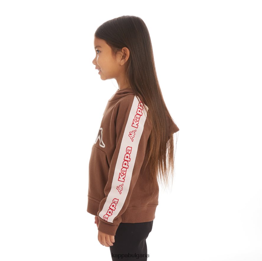 Kappa деца детска качулка с лого apet 2 кафяво 48Z026529