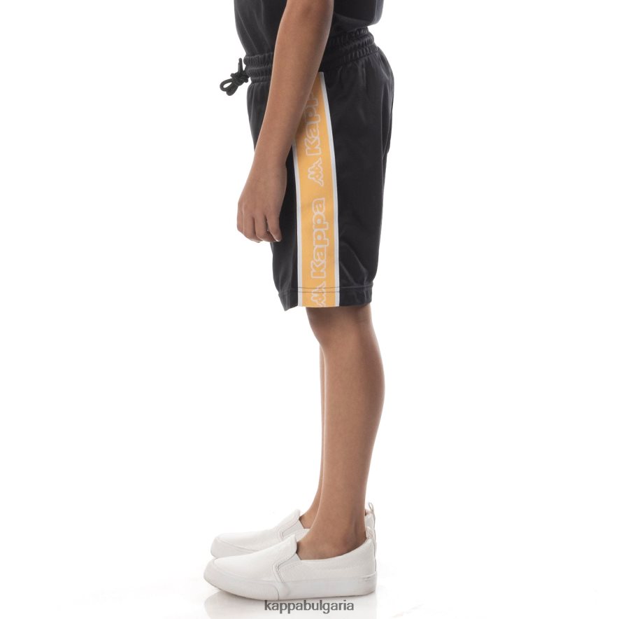 Kappa деца детски къси панталони aedi 2 с лента с лого черен дим оранжев 48Z026793