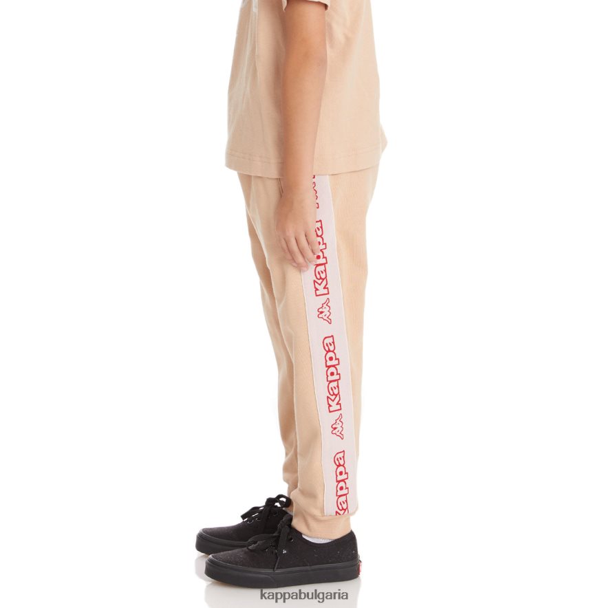 Kappa деца детски спортен панталон anira 2 с лента с лого бежово 48Z026588