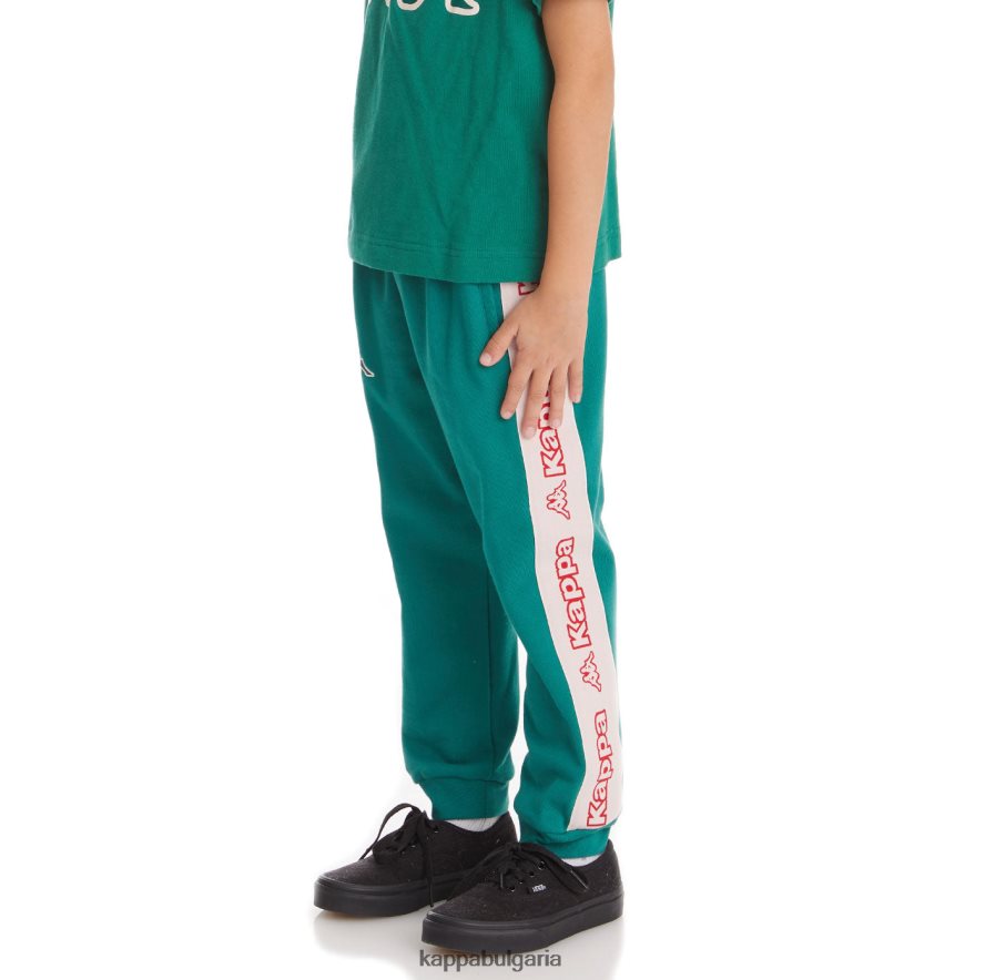 Kappa деца детски спортен панталон anira 2 с лента с лого тъмнозелено 48Z026596