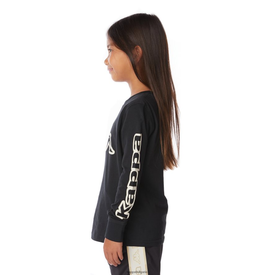 Kappa деца тениска с лого за деца черен дим 48Z026656