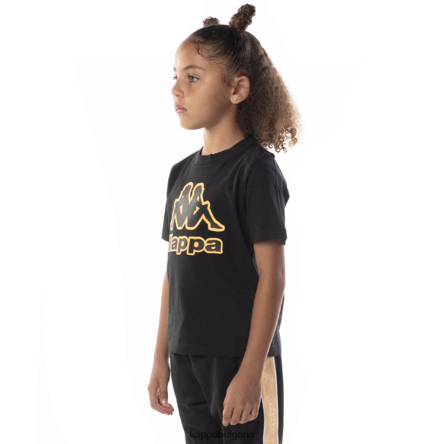 Kappa деца детска бант тениска с лого черен дим оранжев 48Z026676