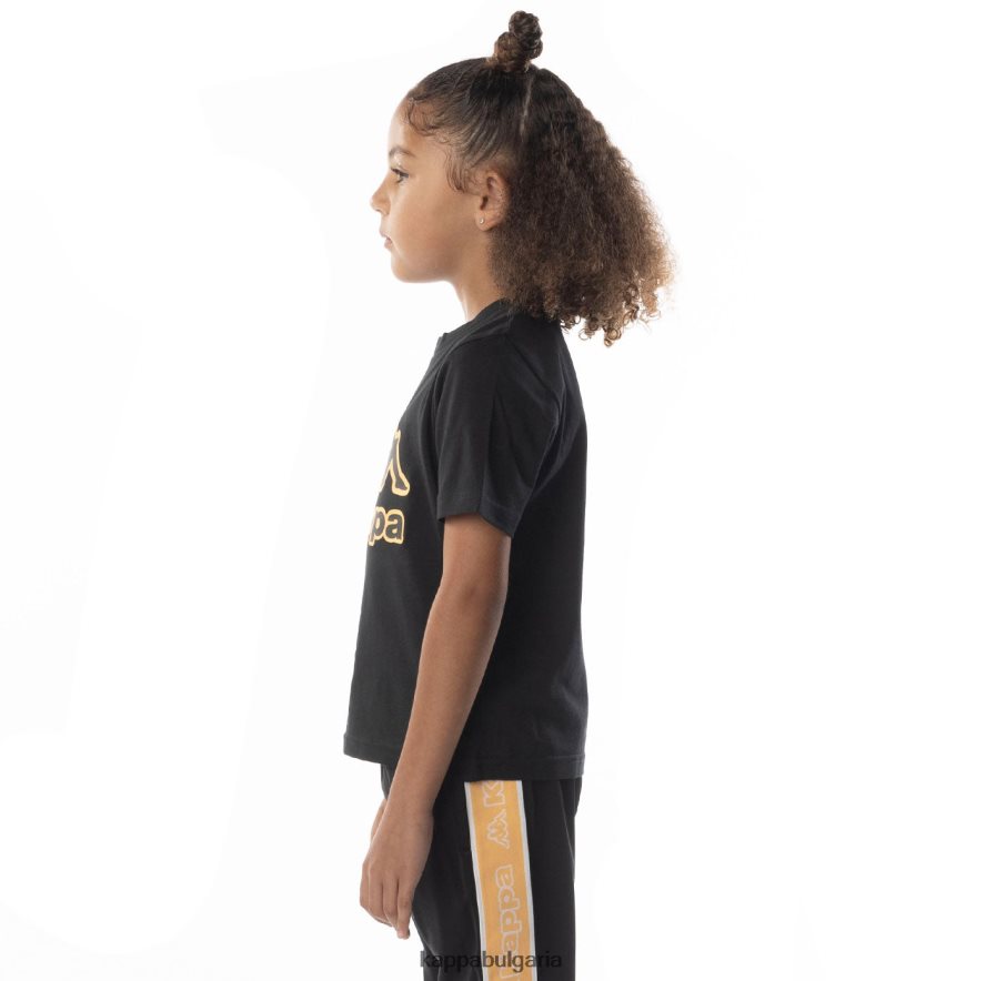 Kappa деца детска бант тениска с лого черен дим оранжев 48Z026676