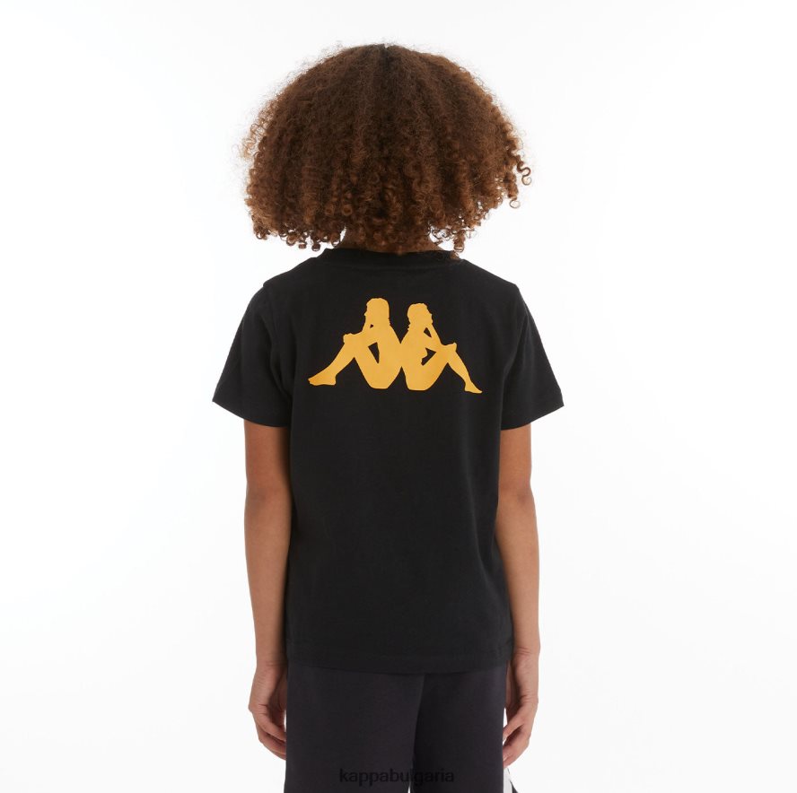 Kappa деца детска автентична тениска с руни черен дим светлооранжев 48Z026729