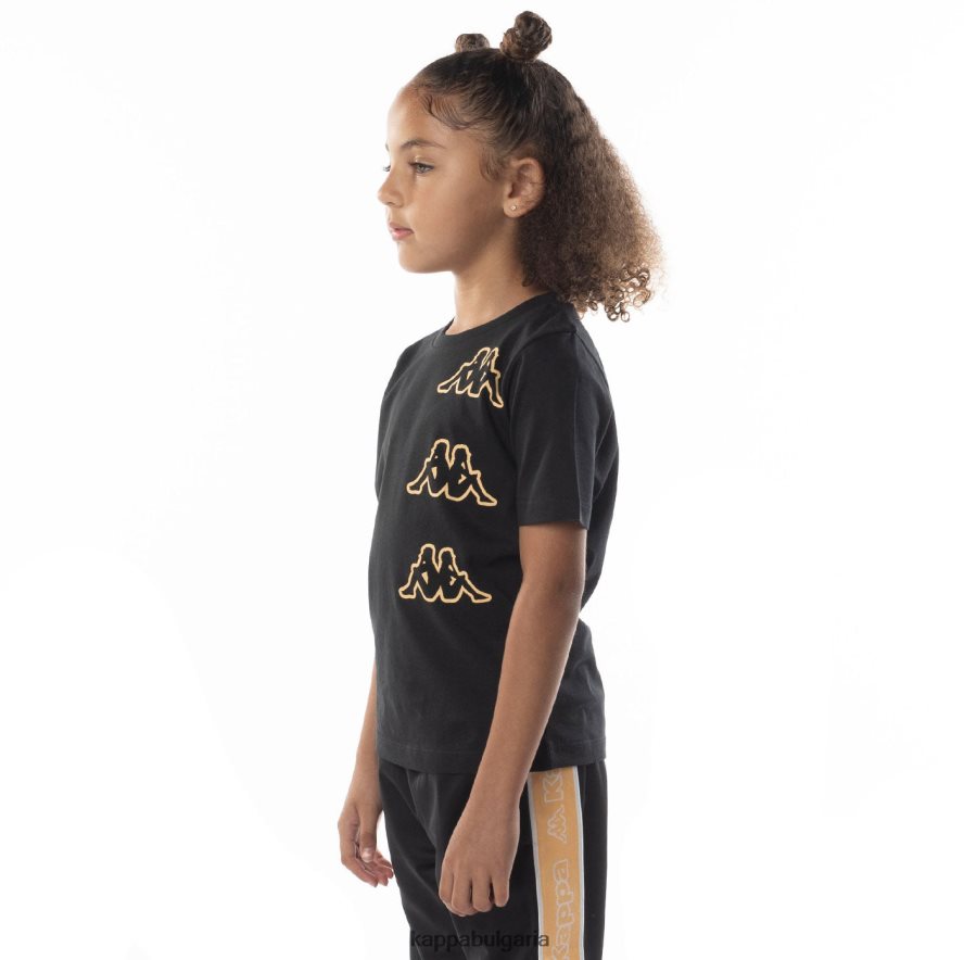 Kappa деца детска тениска с лого aomix черен дим оранжев 48Z026678