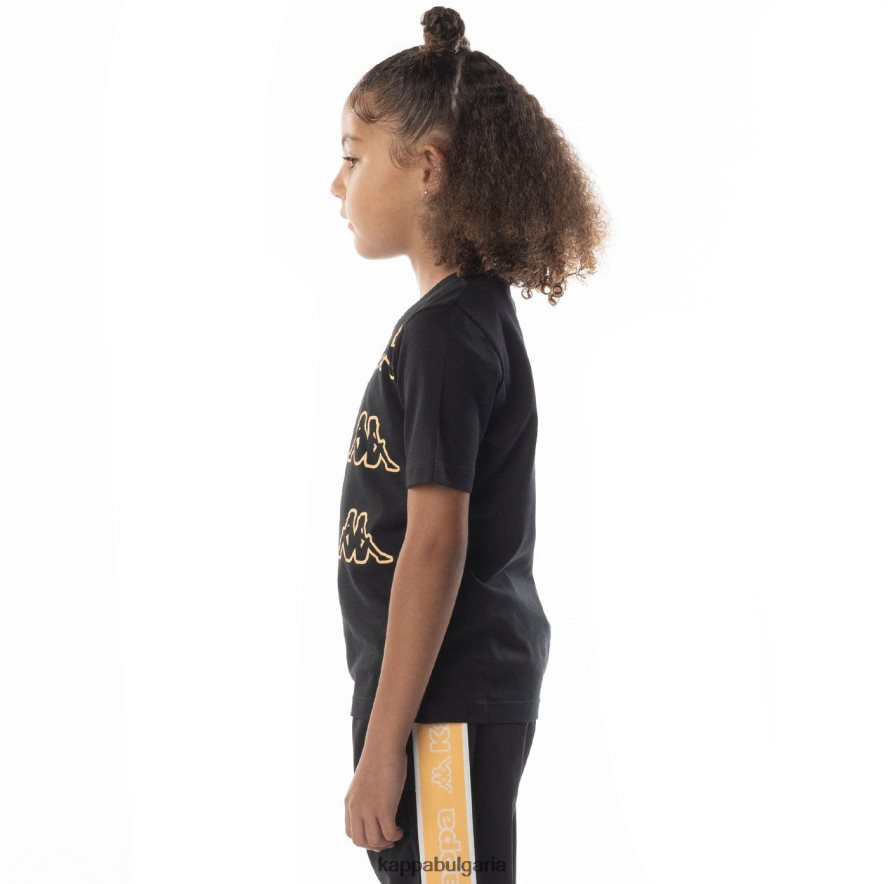 Kappa деца детска тениска с лого aomix черен дим оранжев 48Z026678