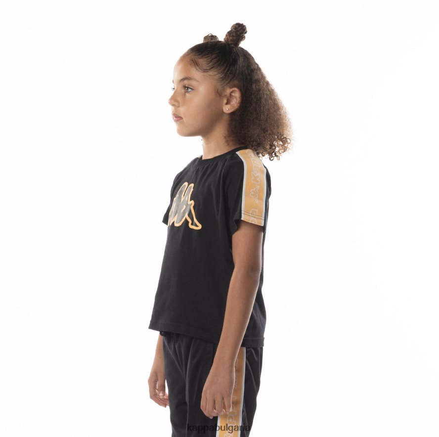 Kappa деца детска тениска с лого avirec 2 черен дим оранжев 48Z026685