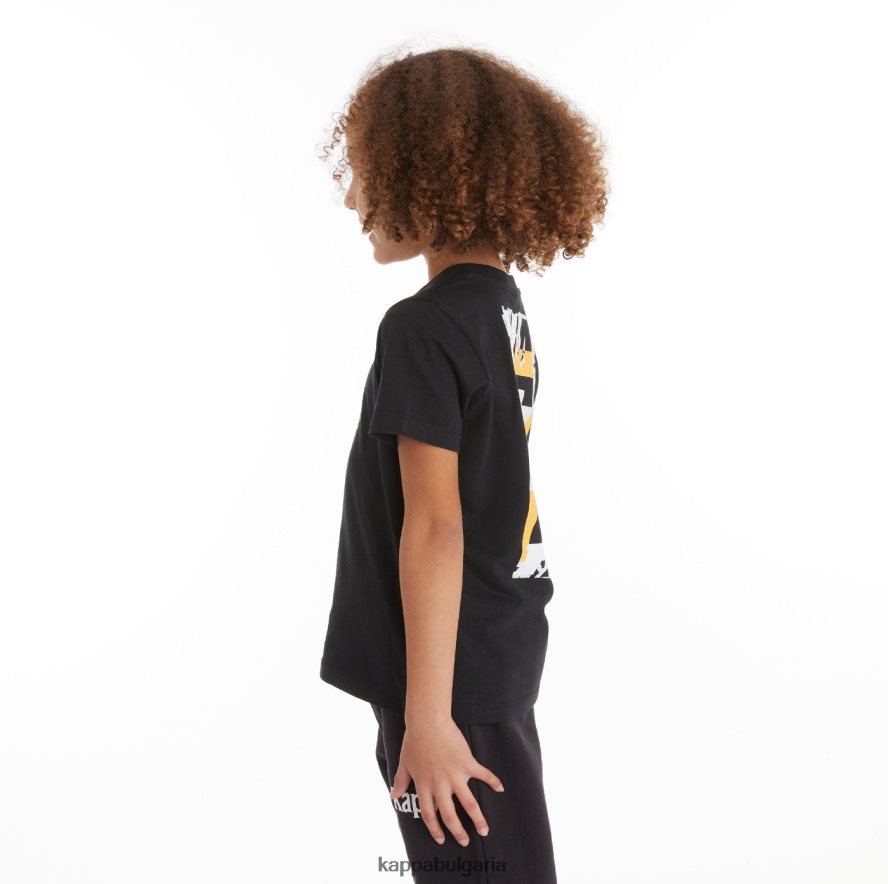 Kappa деца детска автентична тениска molongio черен дим светлооранжев 48Z026721