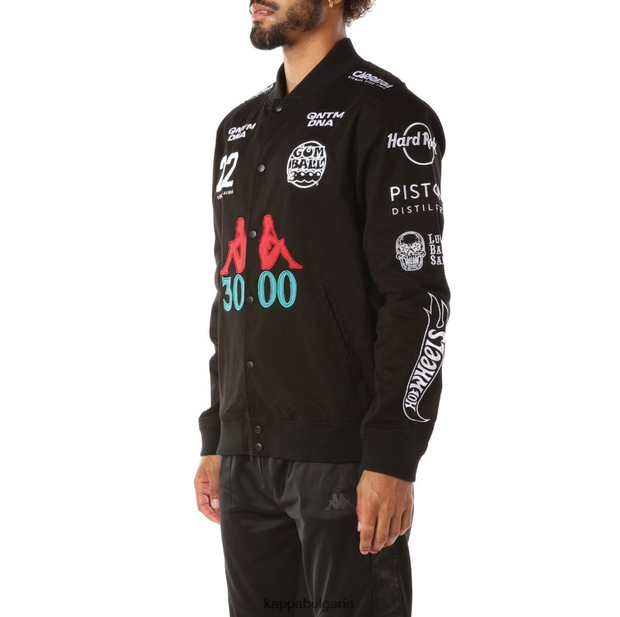 Kappa мъже автентично блестящо яке от гумена топка черен 48Z02687