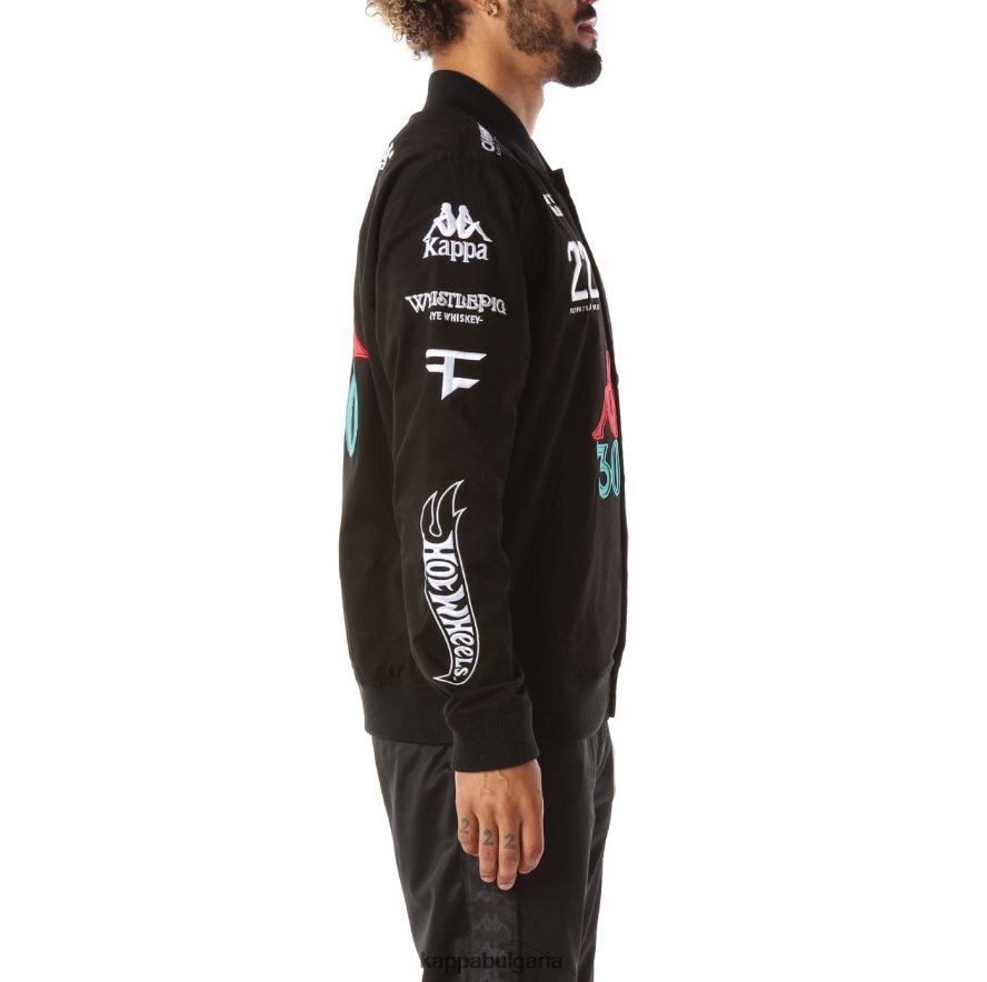 Kappa мъже автентично блестящо яке от гумена топка черен 48Z02687